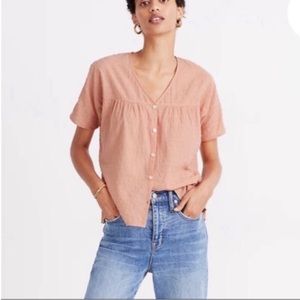Madewell Cotton Short Sleeve Top Peach Size: XS
